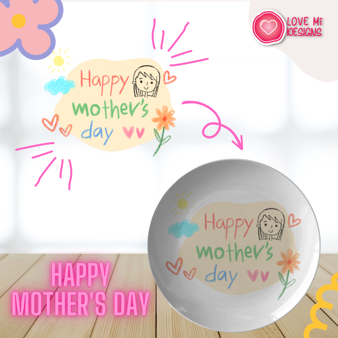 Personalized Dinner Plate with Your Child's Handwritten Artwork