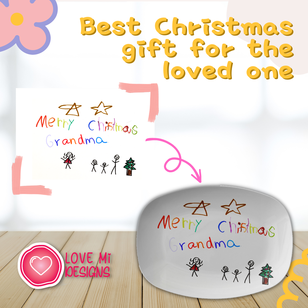 Personalized Serving Platter with Your Child's Handwritten Artwork